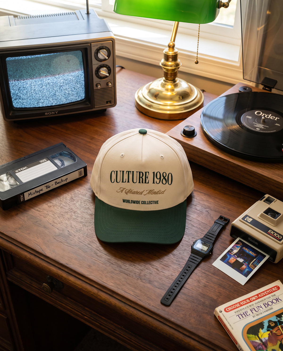 Culture 1980 Classic Mid-Profile Cap – Green / Natural