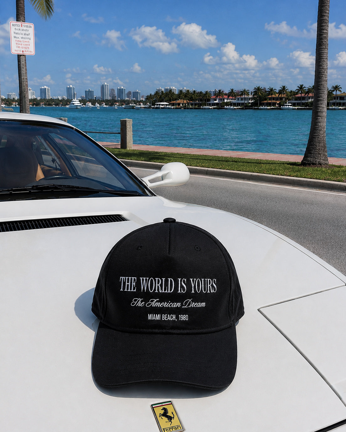 The World is Yours The American Dream Miami Beach 1980 Classic Mid-Profile Cap – Black