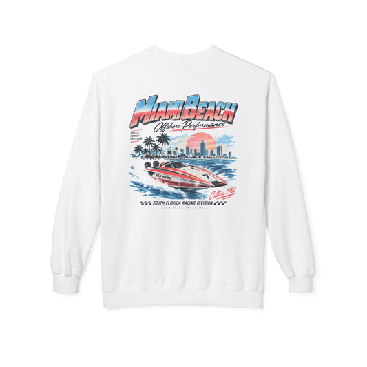 Miami Beach South Florida Boat Racing Retro Graphic Sweatshirt