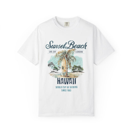Hawaii Surfing Sunset Beach Graphic T-Shirt