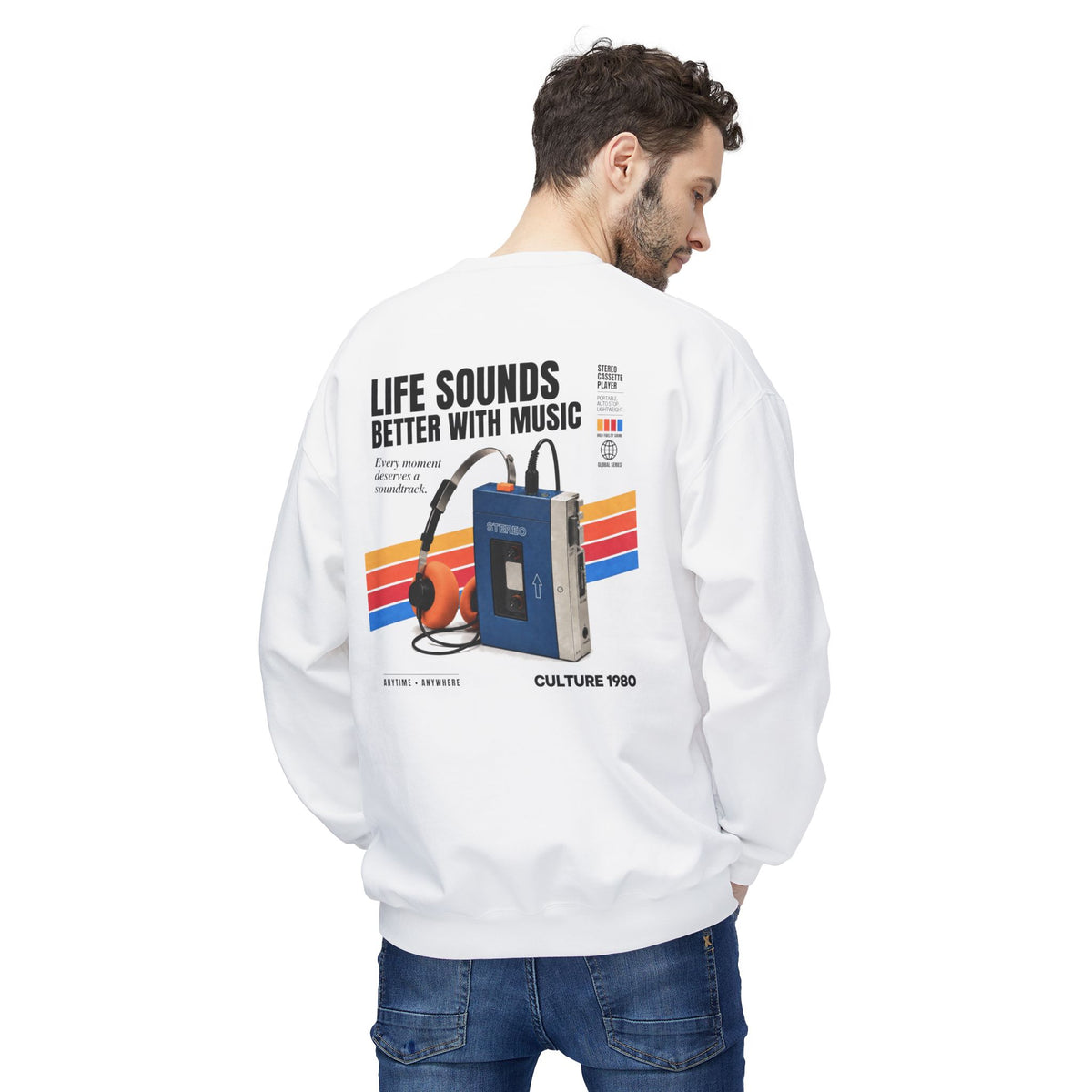 Vintage 1980s Cassete Player Retro Graphic Sweatshirt