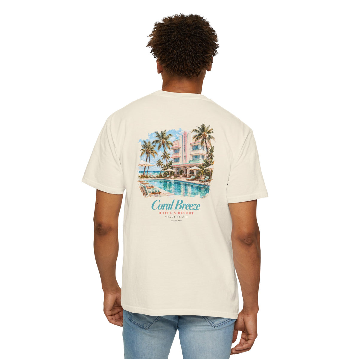 Miami Beach Coral Breeze Hotel & Resort Retro Graphic T-Shirt