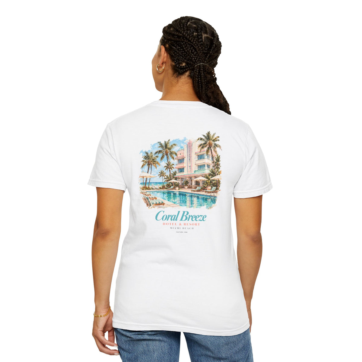 Miami Beach Coral Breeze Hotel & Resort Retro Graphic T-Shirt