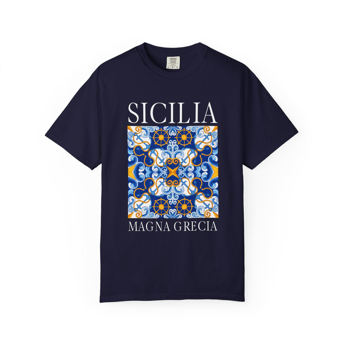 Sicilia Magna Grecia Vintage Mosaic Graphic T-Shirt - Italy Travel Tee