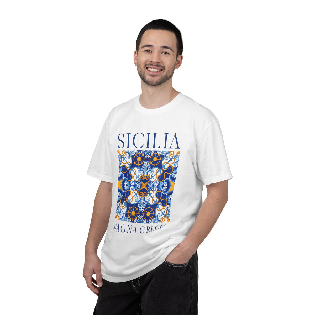 Sicilia Magna Grecia Vintage Mosaic Graphic T-Shirt - Italy Travel Tee