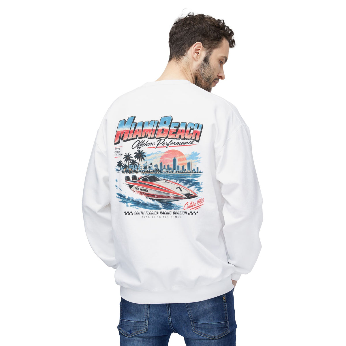 Miami Beach South Florida Racing Division Retro Graphic Sweatshirt