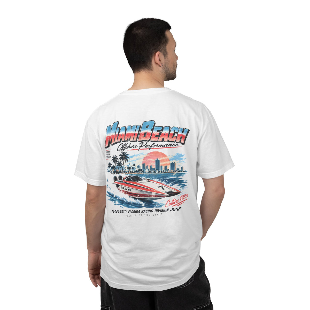 Miami Beach South Florida Racing Division Retro Graphic T-Shirt