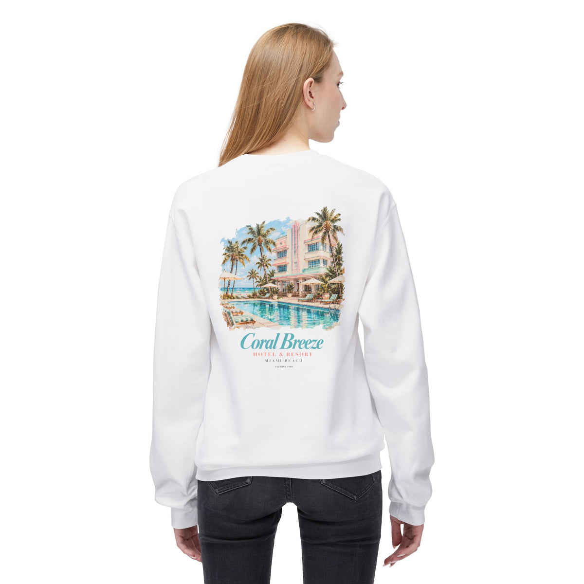 Miami Beach Coral Breeze Hotel & Resort Retro Graphic Sweatshirt