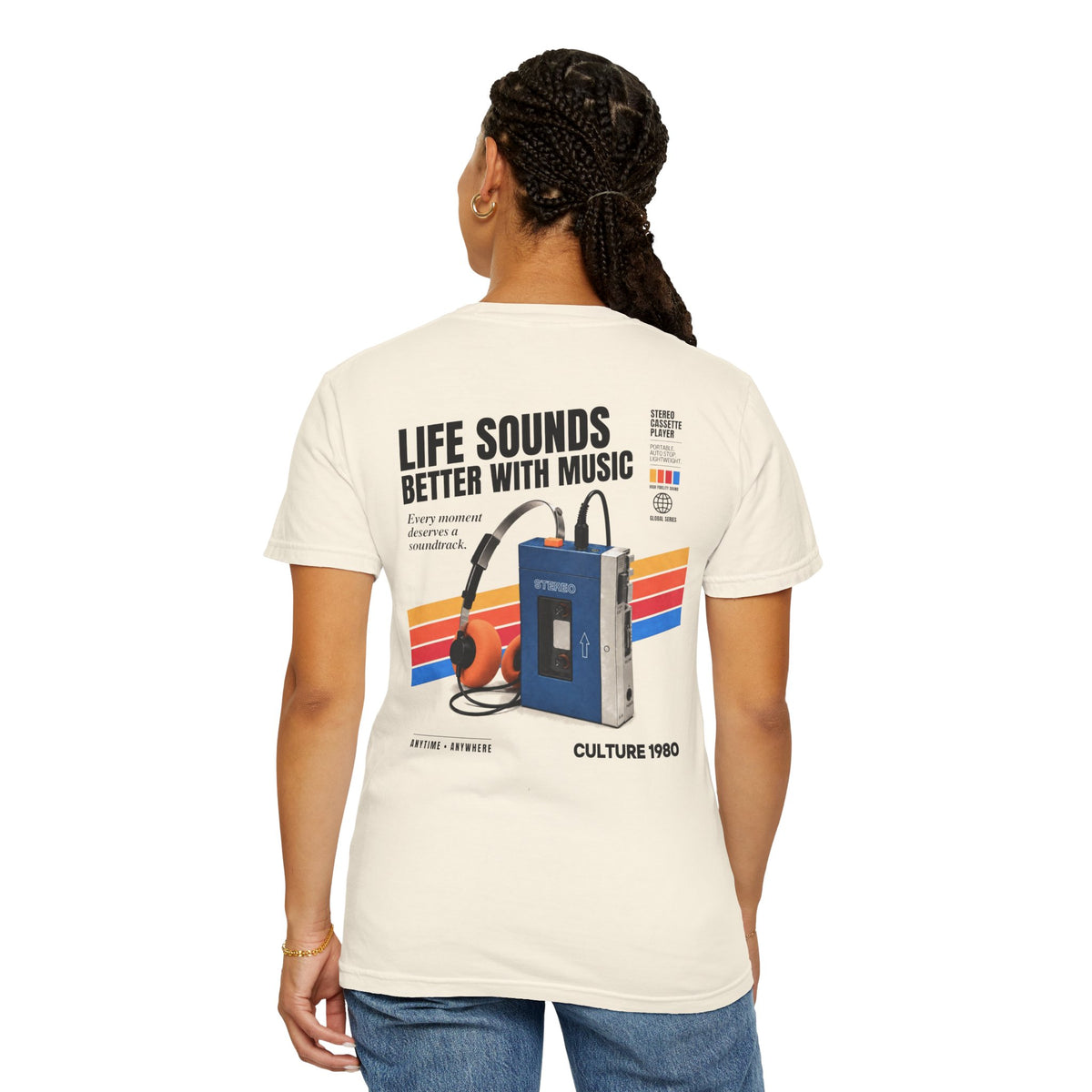 Vintage 1980s Cassete Player Retro Graphic T-Shirt