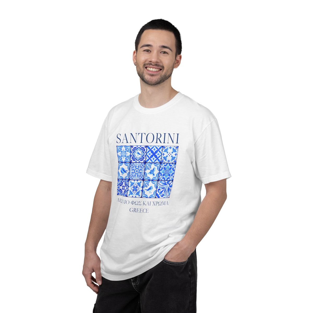 Santorini Vintage Mosaic Graphic T-Shirt - Greece Travel Tee