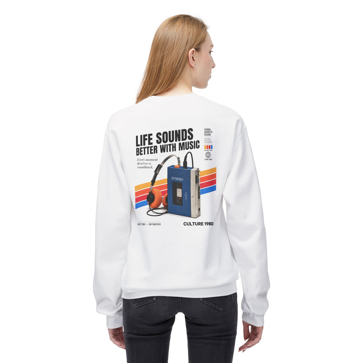 Vintage 1980s Cassete Player Retro Graphic Sweatshirt