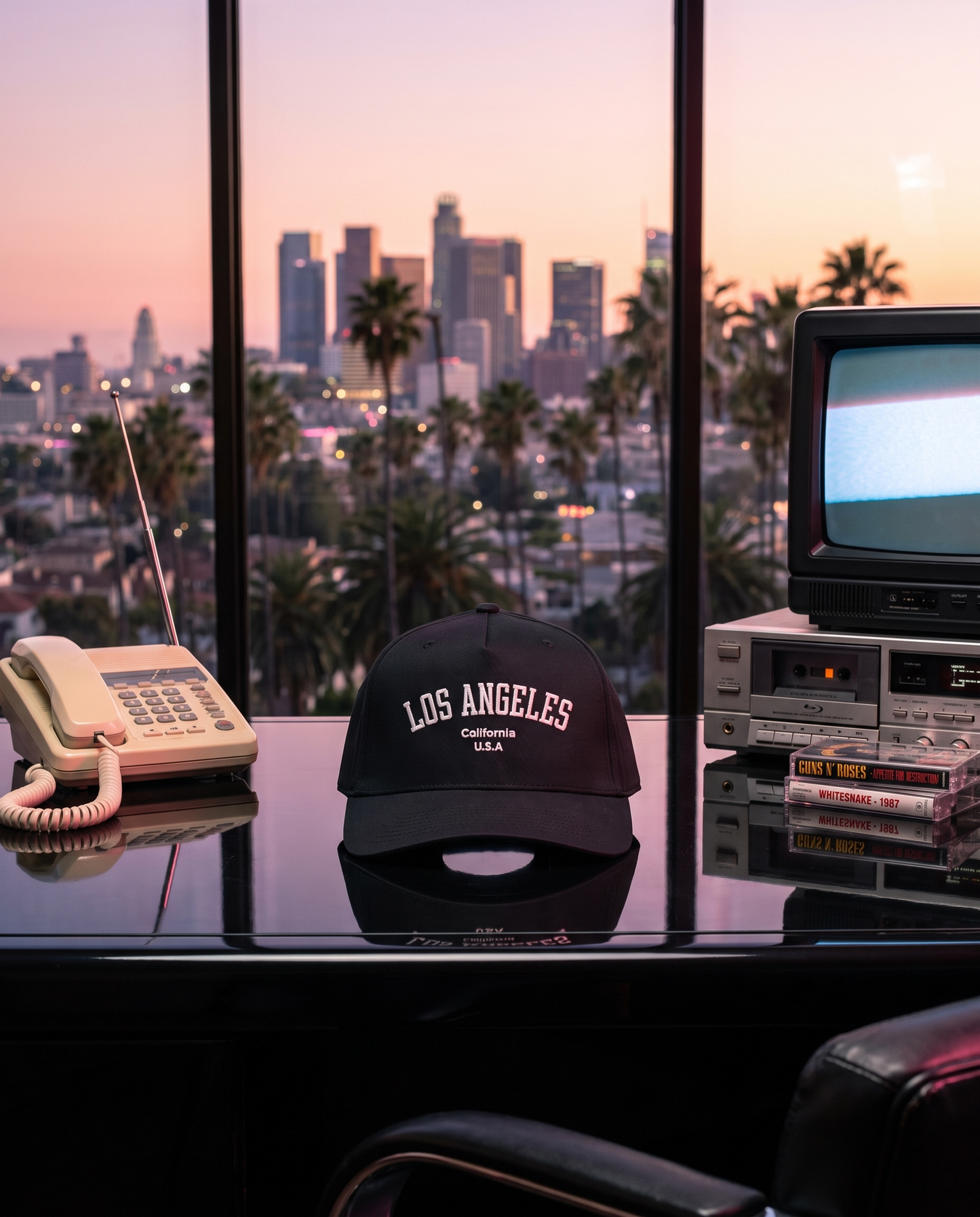 Los Angeles California Mid-Profile Cap – Black