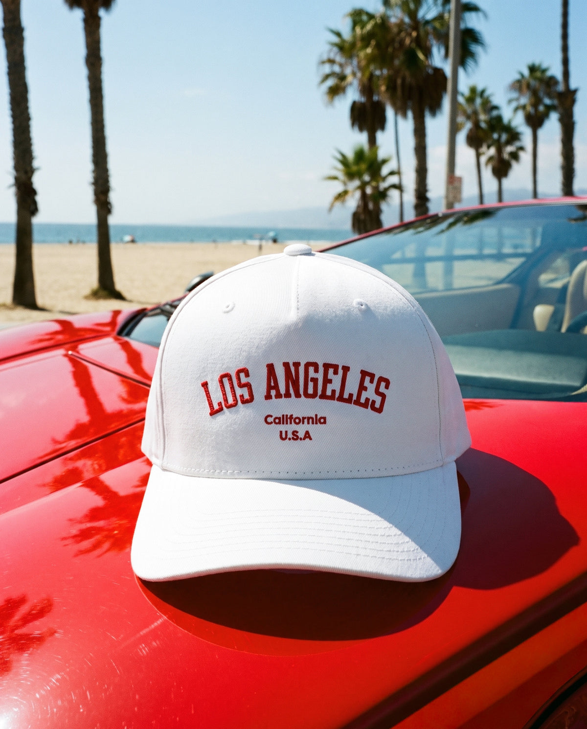 Los Angeles California Mid-Profile Cap – White