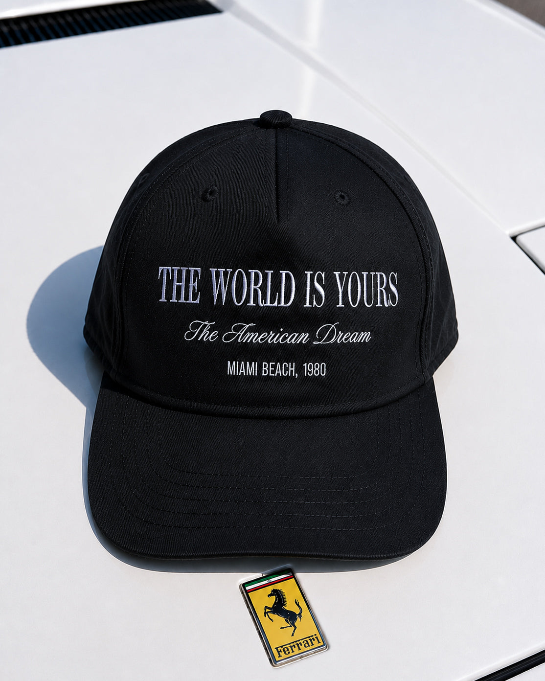 The World is Yours The American Dream Miami Beach 1980 Classic Mid-Profile Cap – Black