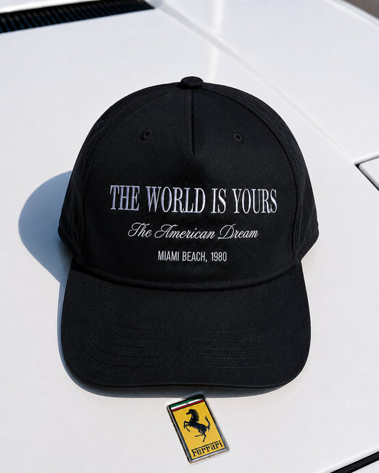 The World is Yours The American Dream Miami Beach 1980 Classic Mid-Profile Cap – Black