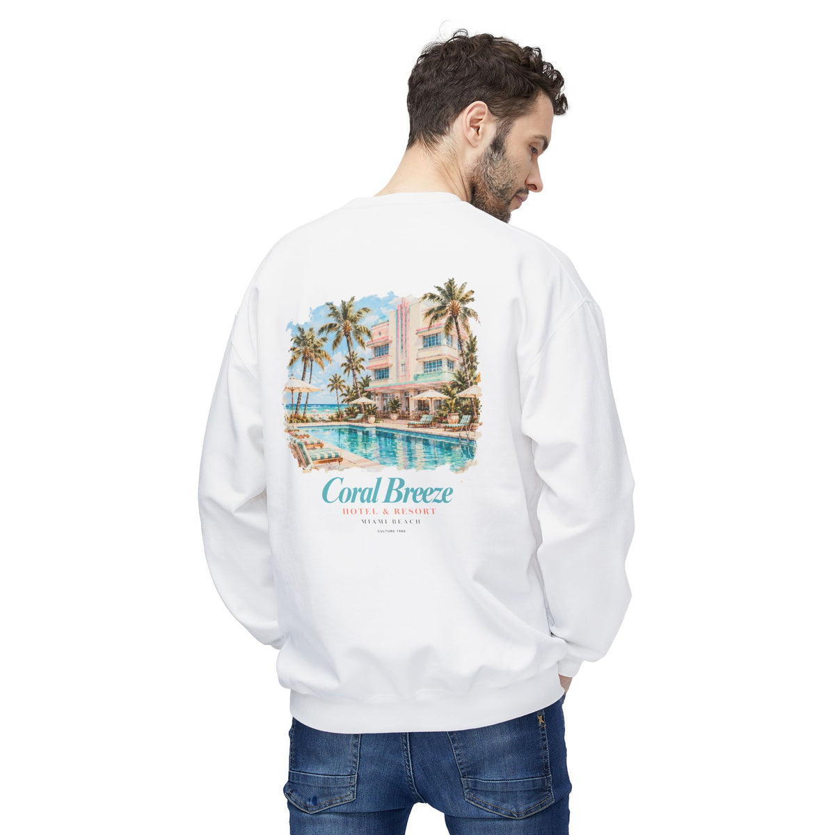 Miami Beach Coral Breeze Hotel & Resort Retro Graphic Sweatshirt