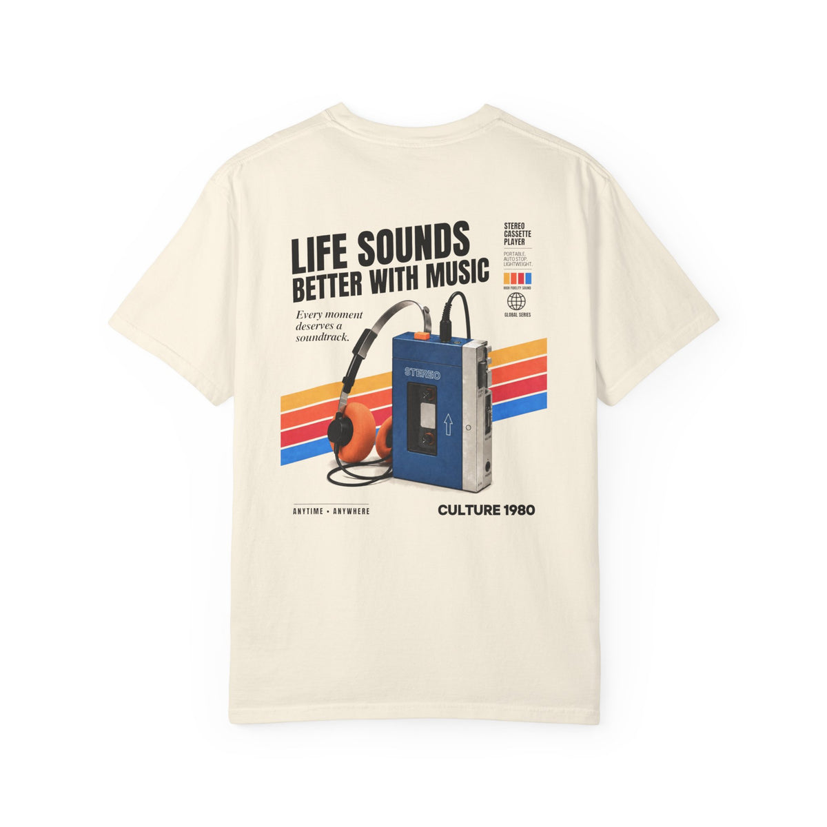 Vintage 1980s Cassete Player Retro Graphic T-Shirt