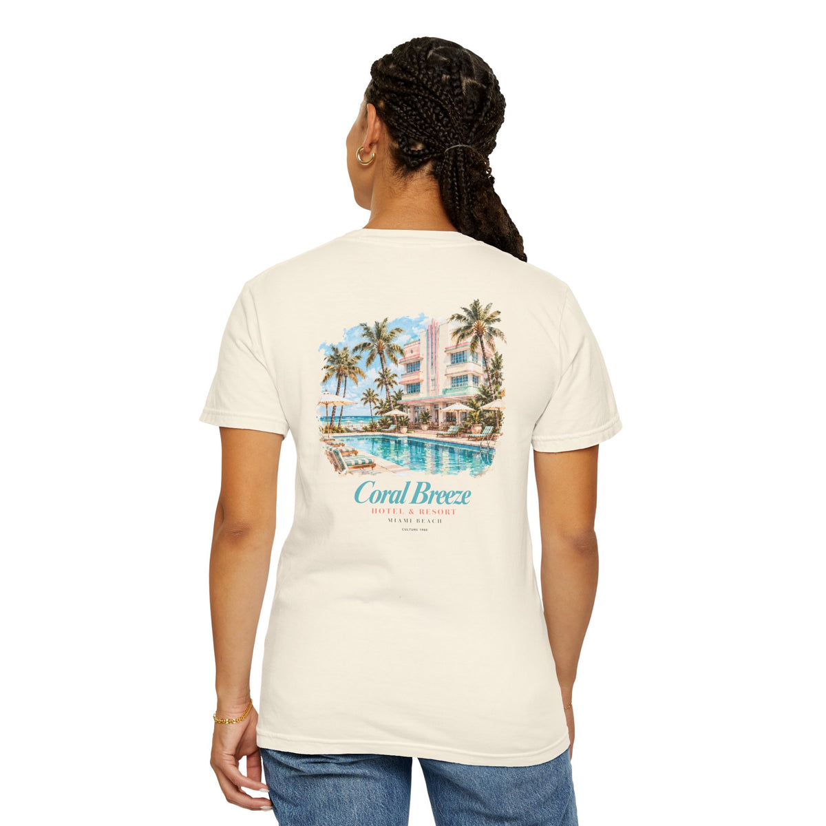 Miami Beach Coral Breeze Hotel & Resort Retro Graphic T-Shirt
