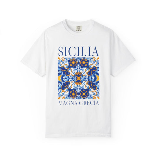Sicilia Magna Grecia Vintage Mosaic Graphic T-Shirt - Italy Travel Tee