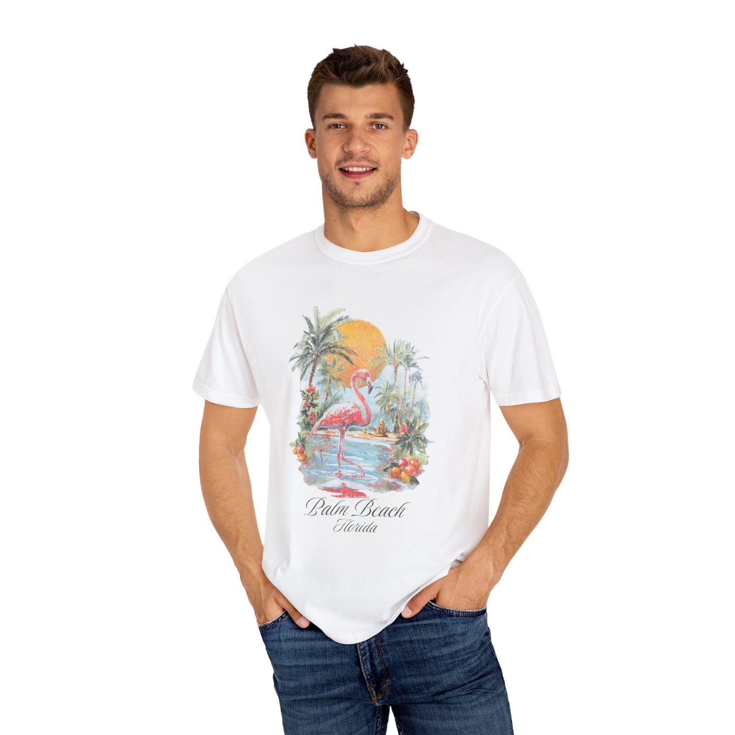 Palm Beach Florida Flamingo Graphic T-Shirt