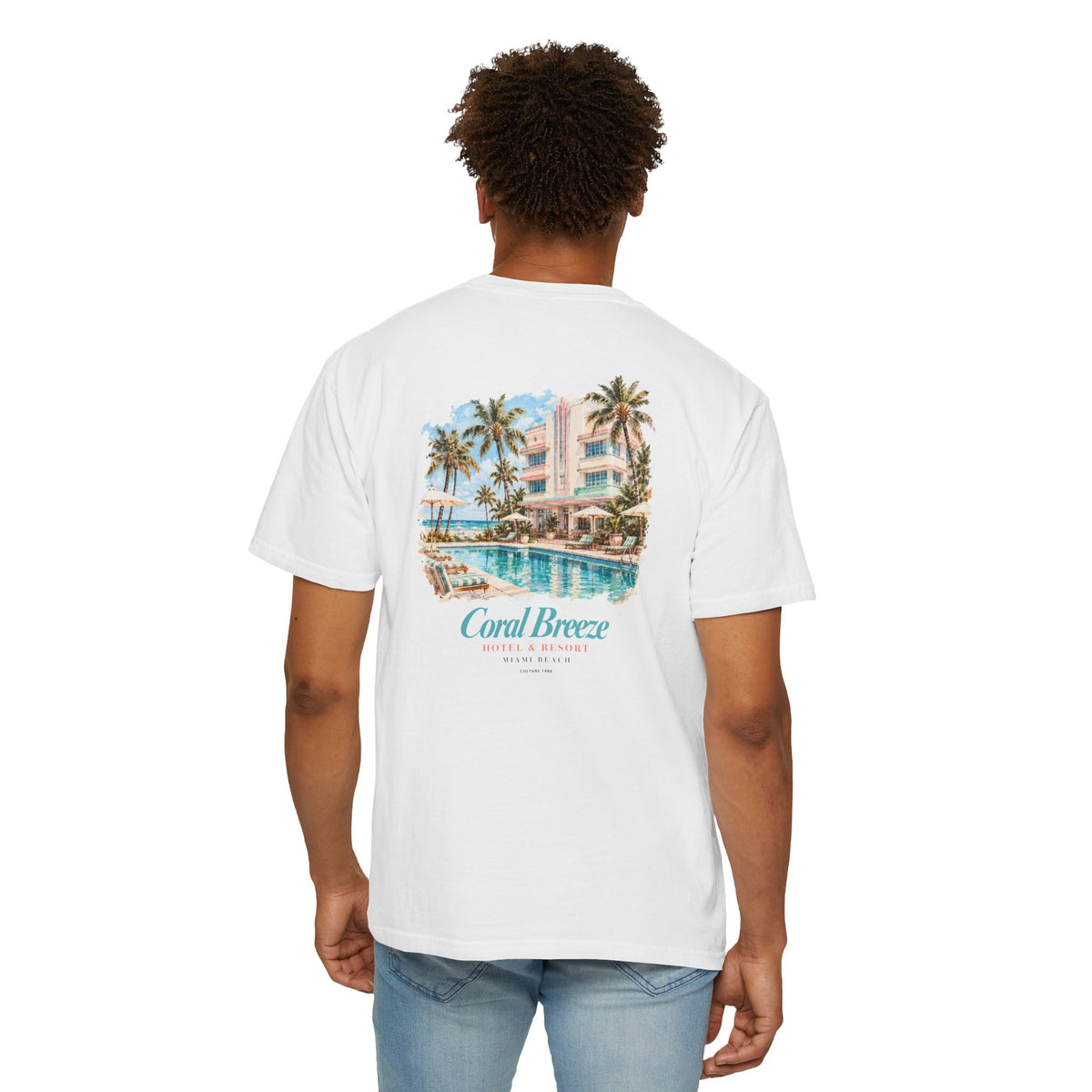 Miami Beach Coral Breeze Hotel & Resort Retro Graphic T-Shirt