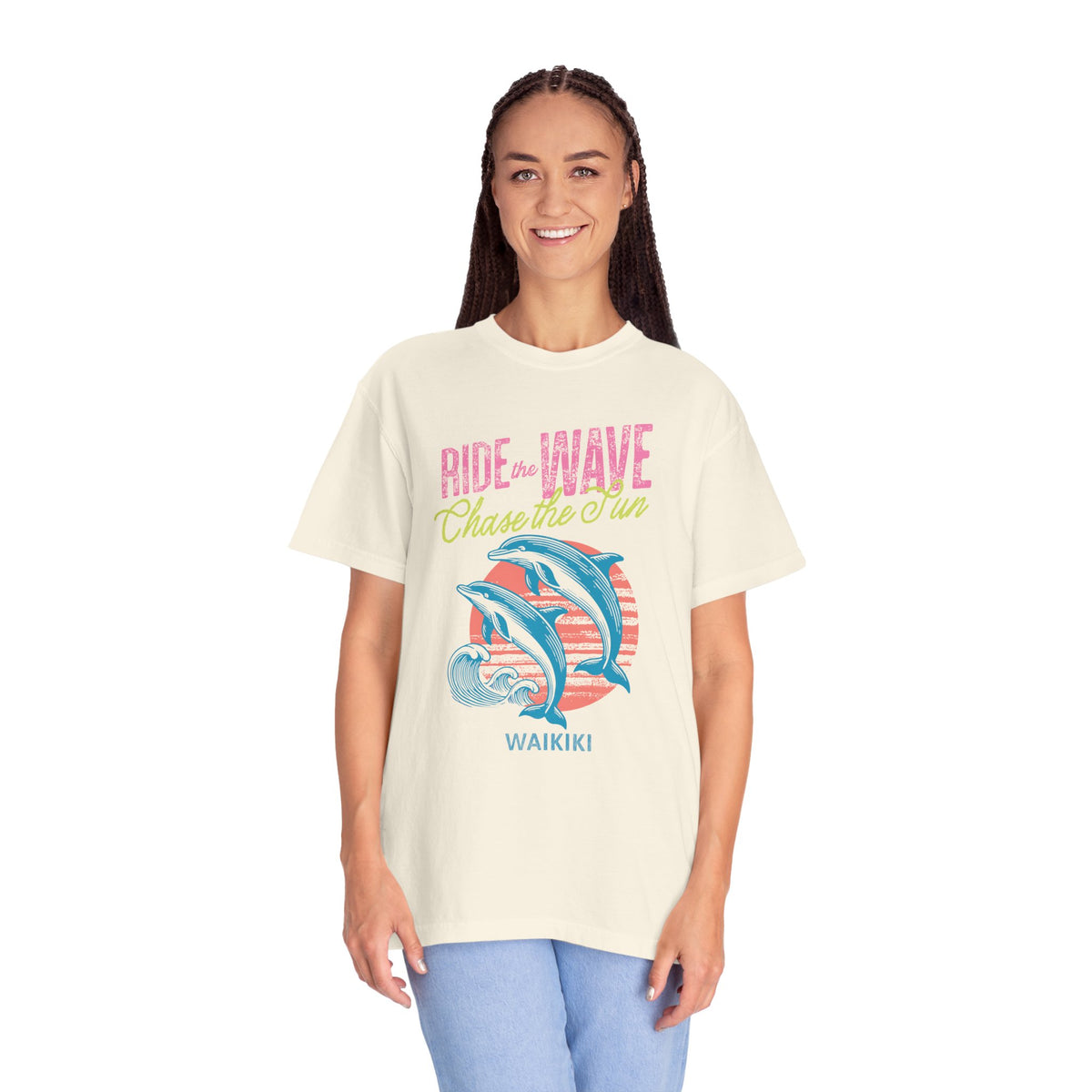 Waikiki Ride the Wave Chase the Sun Graphic T-Shirt